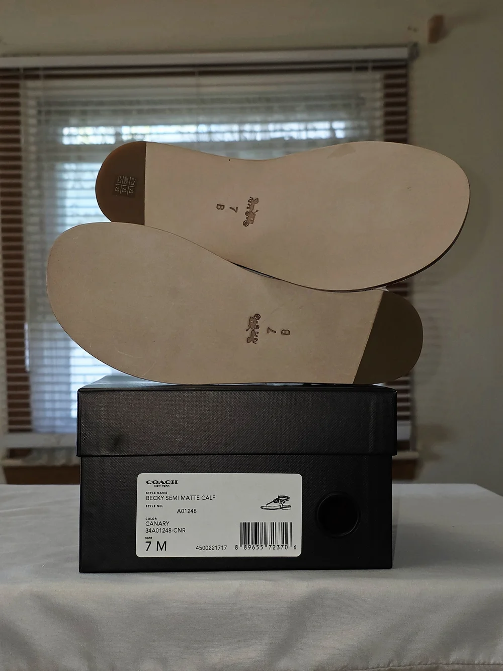 COACH Becky Semi Matte Calf Leather Sandals In Canary Size 7M - Picture 11 of 12